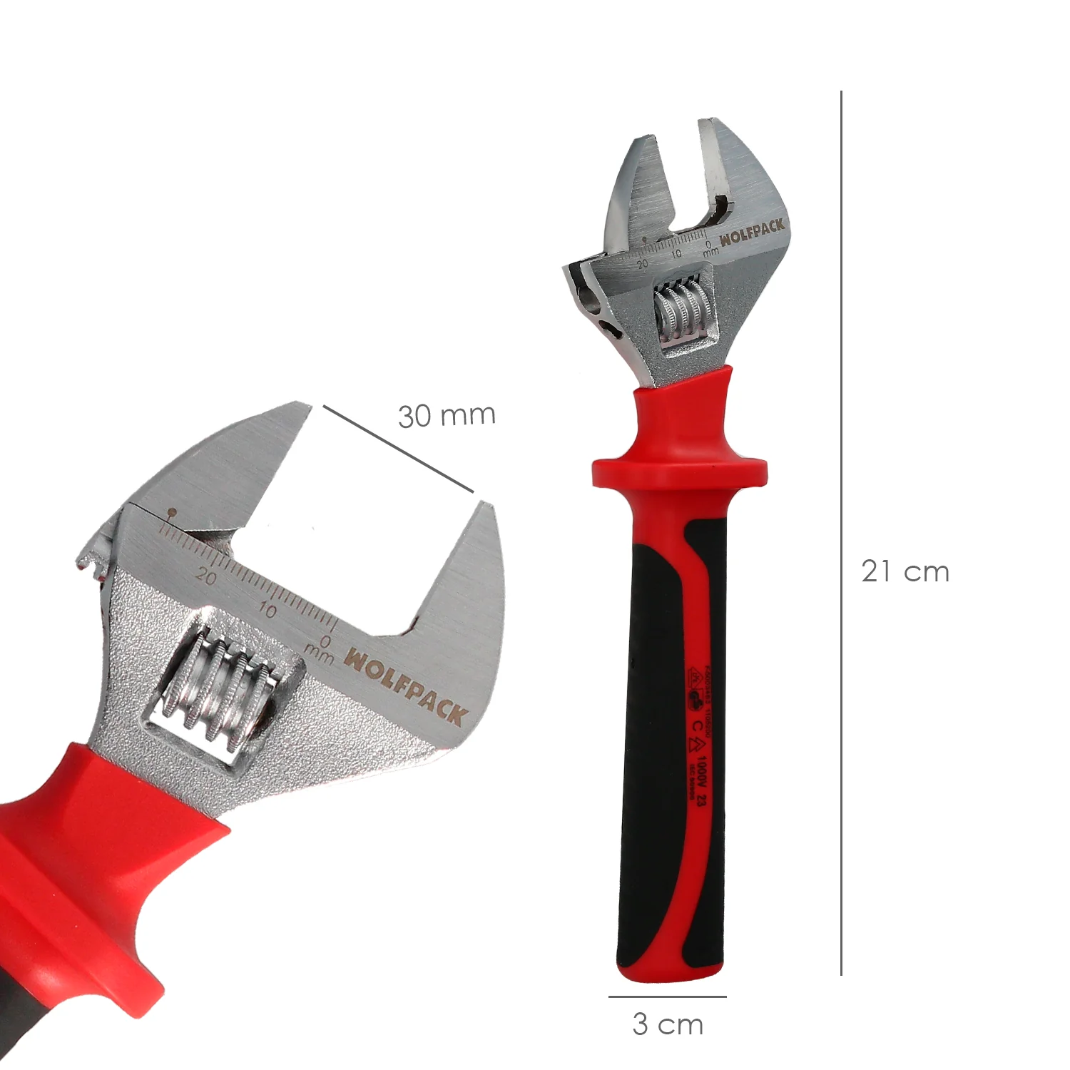 Llave Ajustable Aislada VDE 8". Llave Ajustable Aislada, Llave Inglesa, Llave Moleta Aislada, - Imagen 4