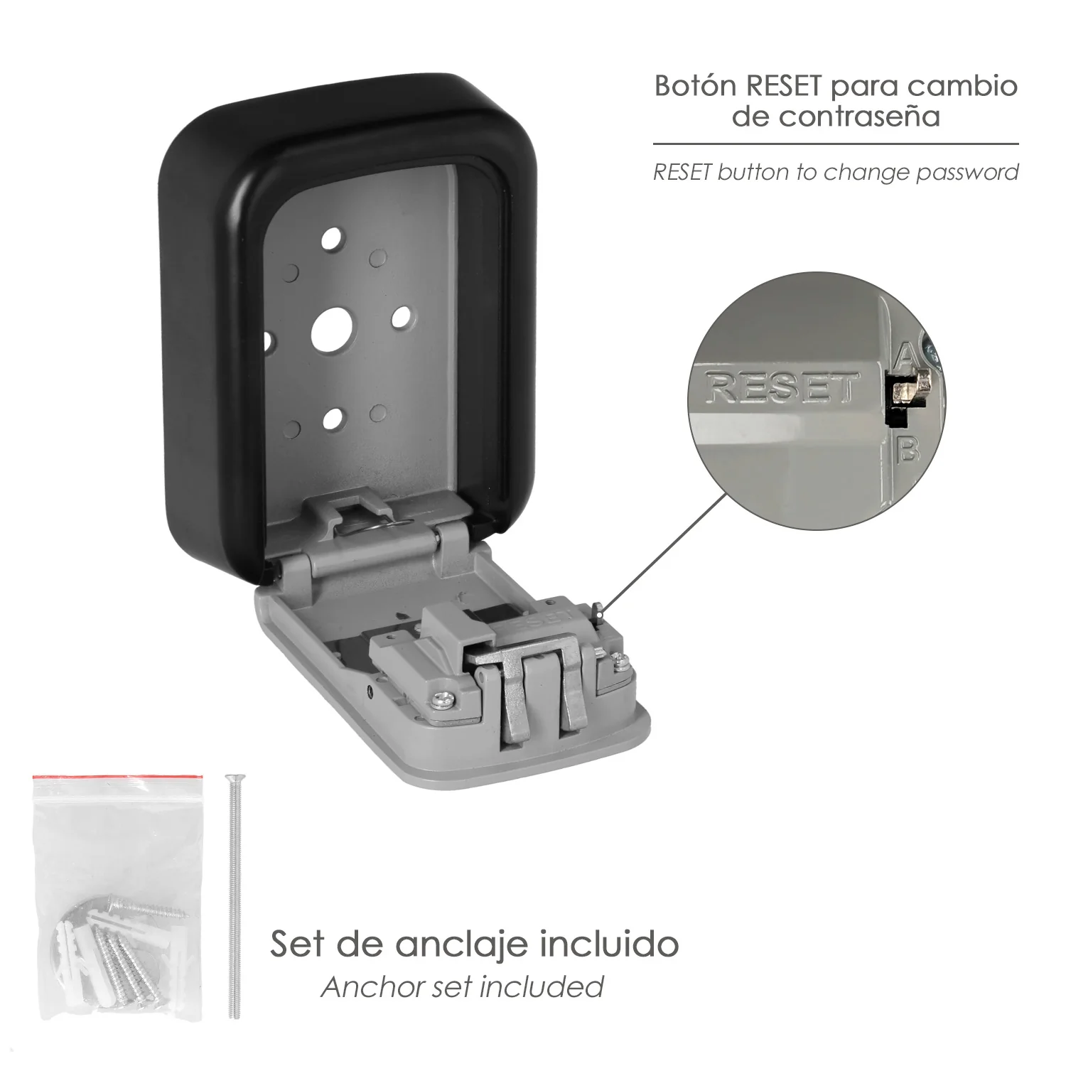 Caja Seguridad Llaves 125x95x40 mm.4 Digitos. Caja Llaves, Caja Llaves Calle, Caja De Llaves Pared, Caja Llaves Codigo - Imagen 5