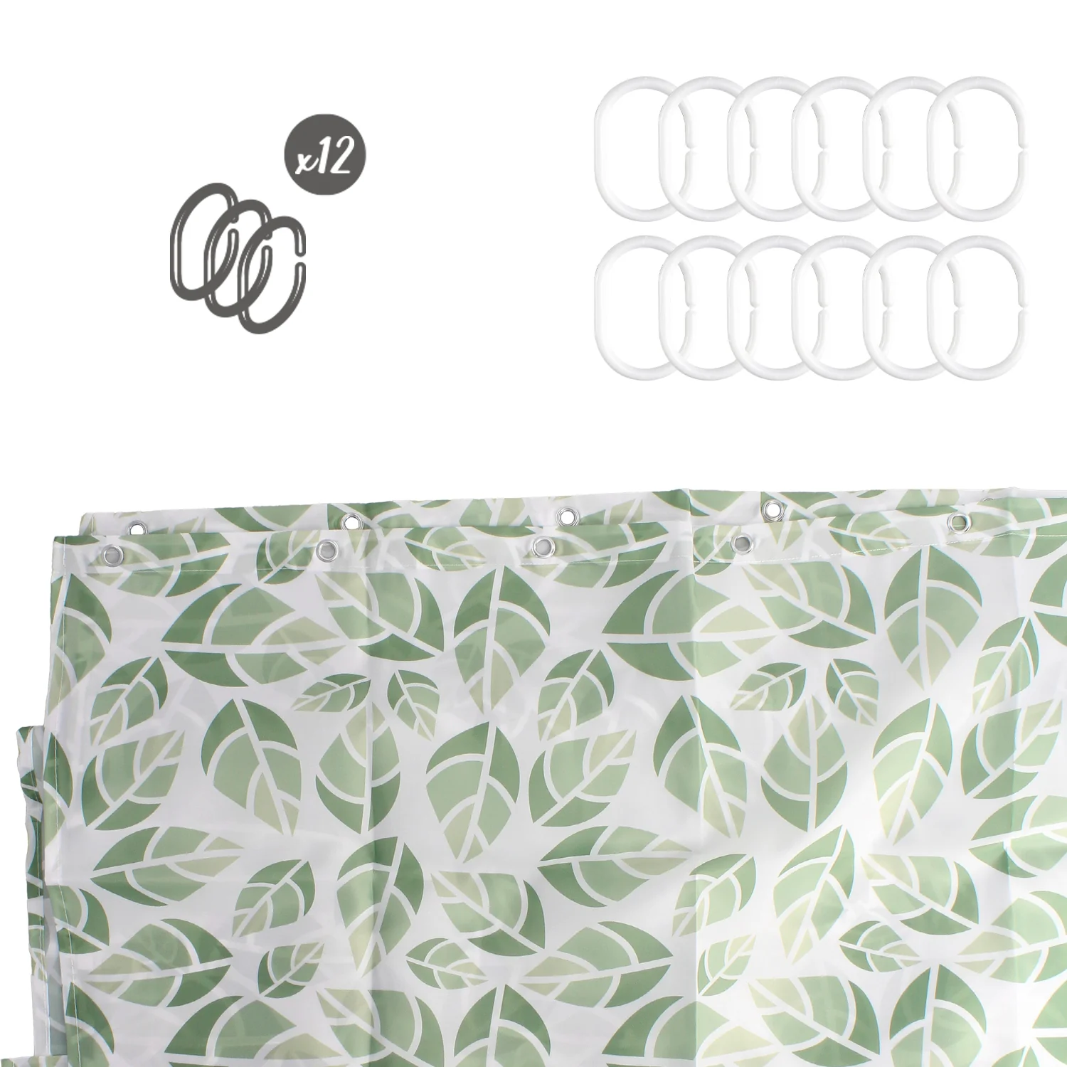 Cortina Ducha Hojas Verdes 180x200 cm. Impermeable - Imagen 6