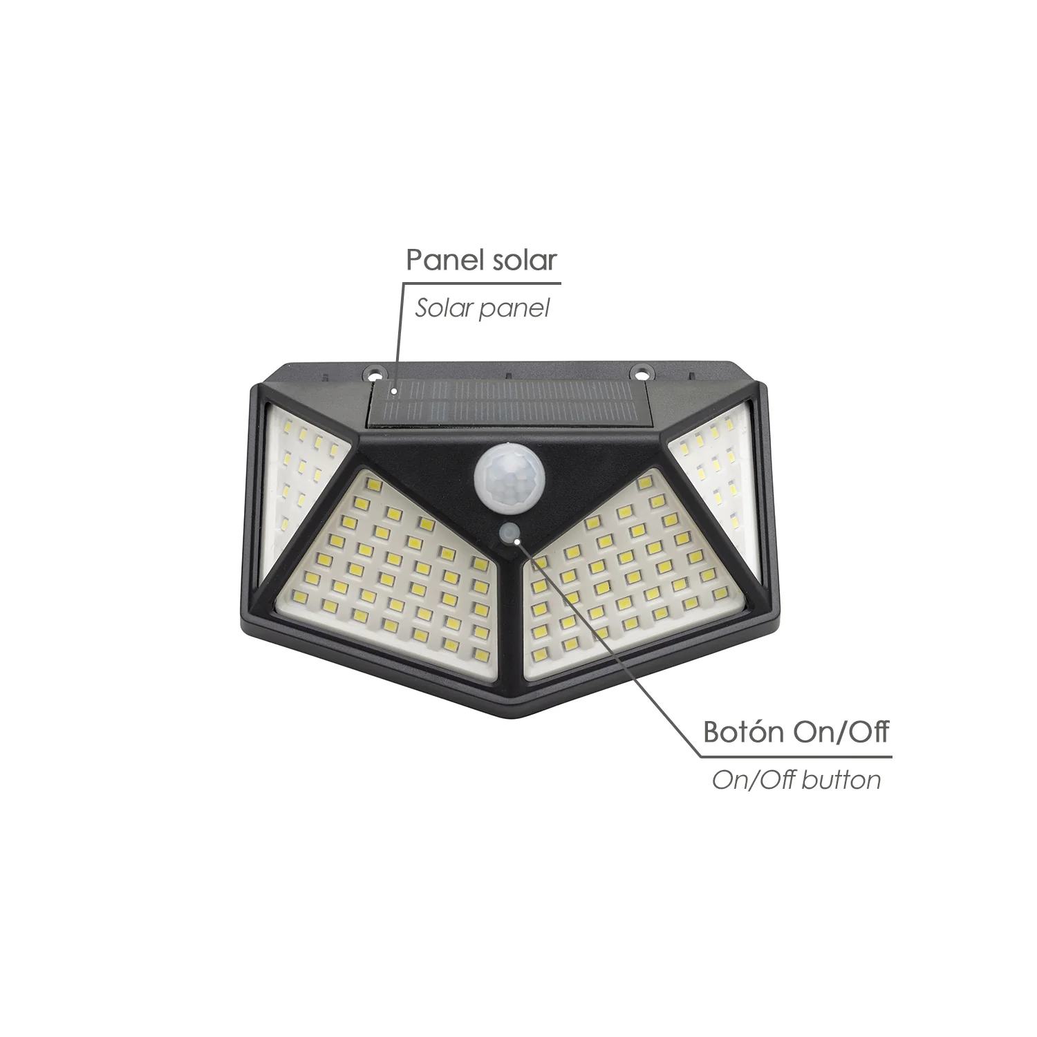 Aplique Solar Led Con Sensor De Luz y De Movimiento 270 Lumenes Ip4x Foco Led A Bateria, Foco Solar. - Imagen 4