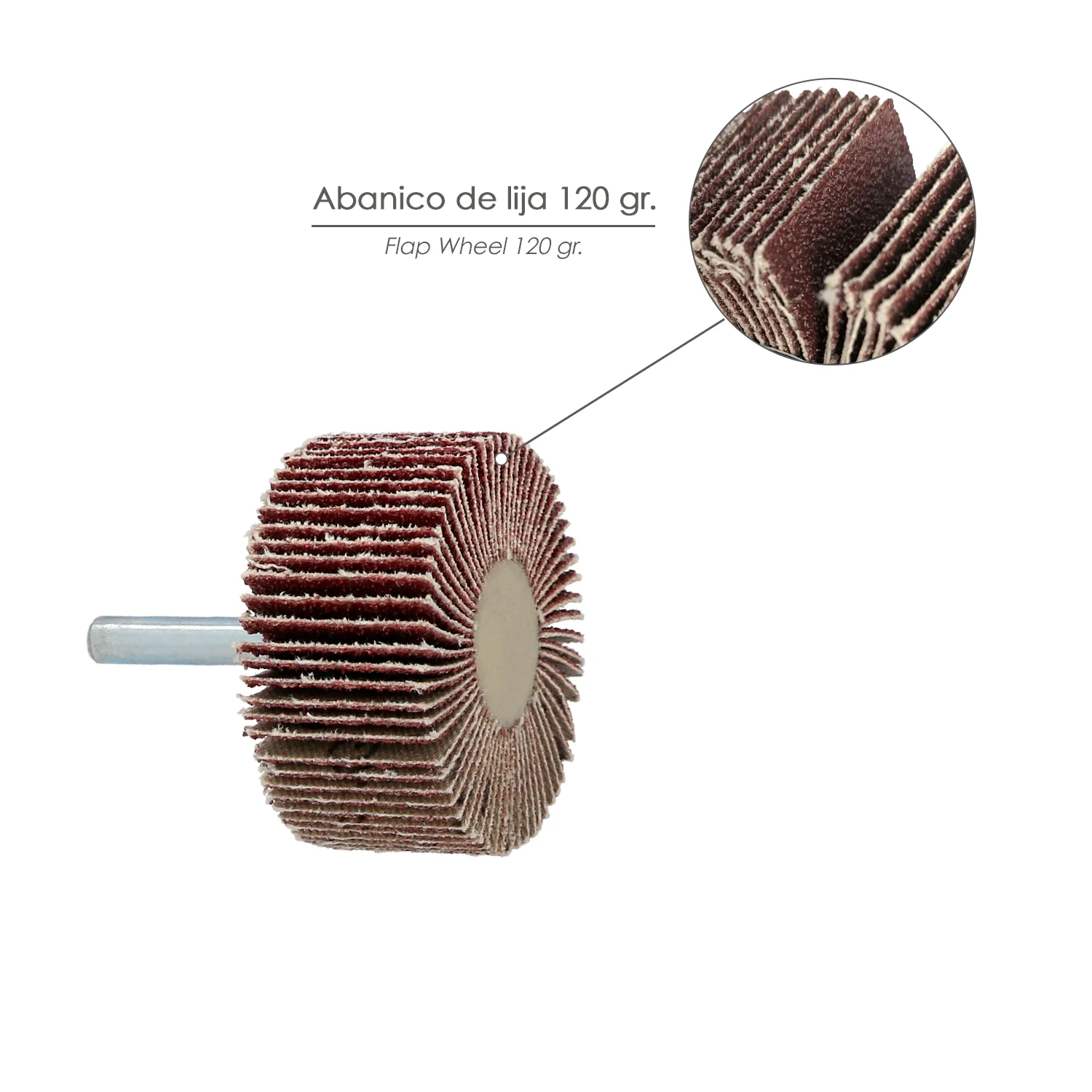 Abanico Lija Grano 120 Medida Ø 50 x 25 mm. Disco Abrasivo Laminas, Ruedas Mil Hojas, Ruedas Abrasivas,Lijado,Desbaste,Pulir - Imagen 3
