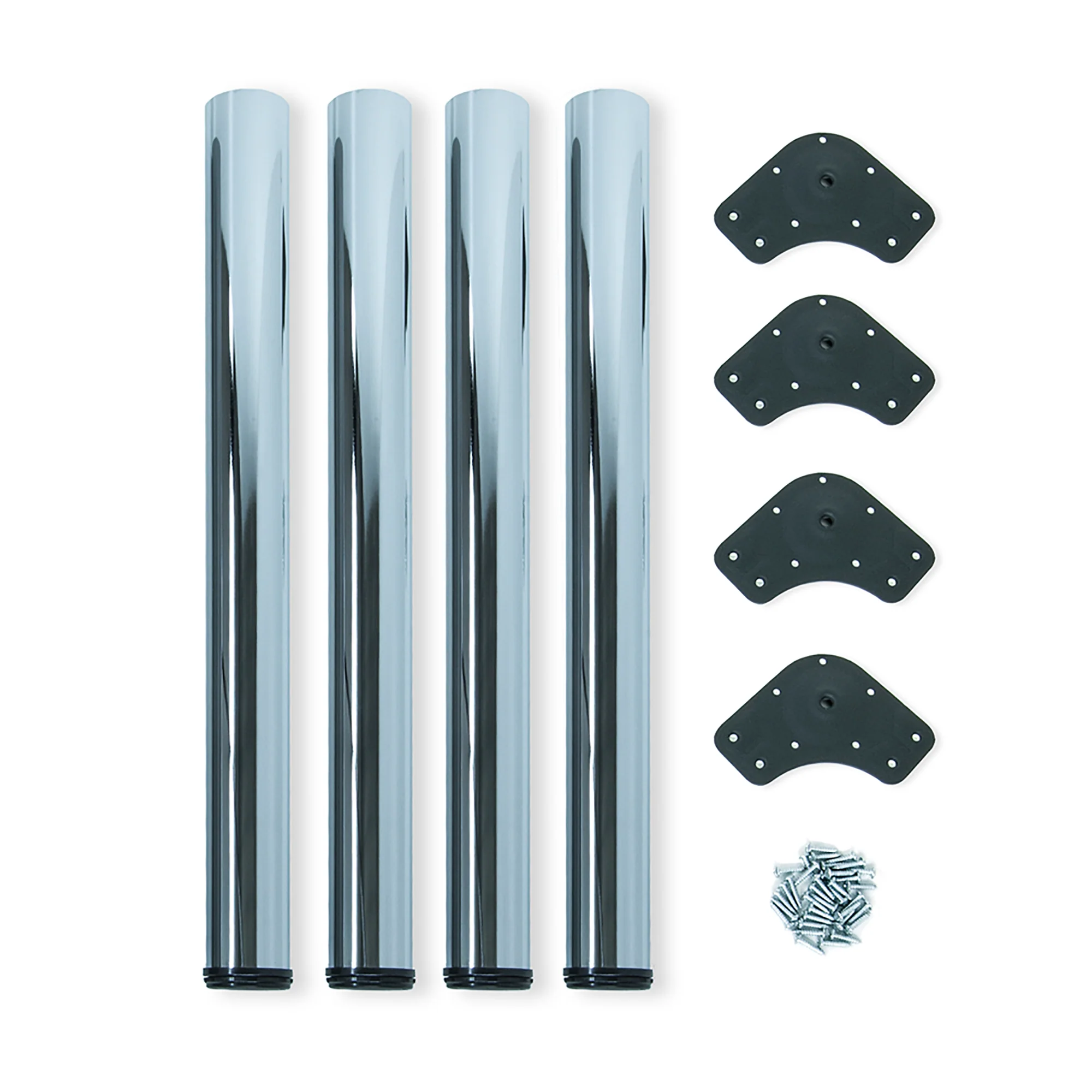 Lote de 4 patas para mesa, diámetro 60mm, 71/83cm, Acero