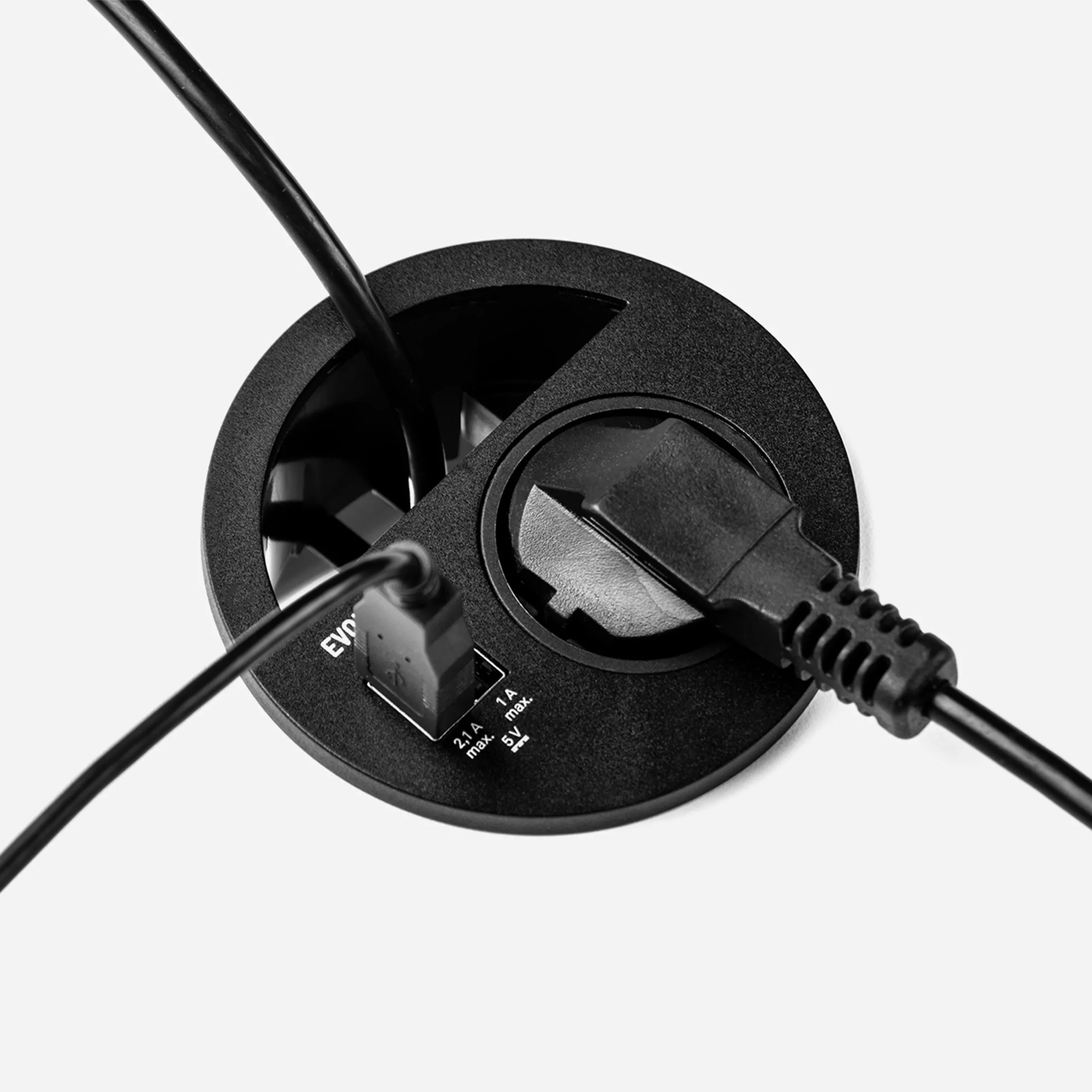 Emuca Multiconector Circle 80, diámetro 80mm, 1 enchufe tipo Schuko, 1 USB tipo A, 1 USB tipo C, Plástico, Pintado negro - Imagen 4