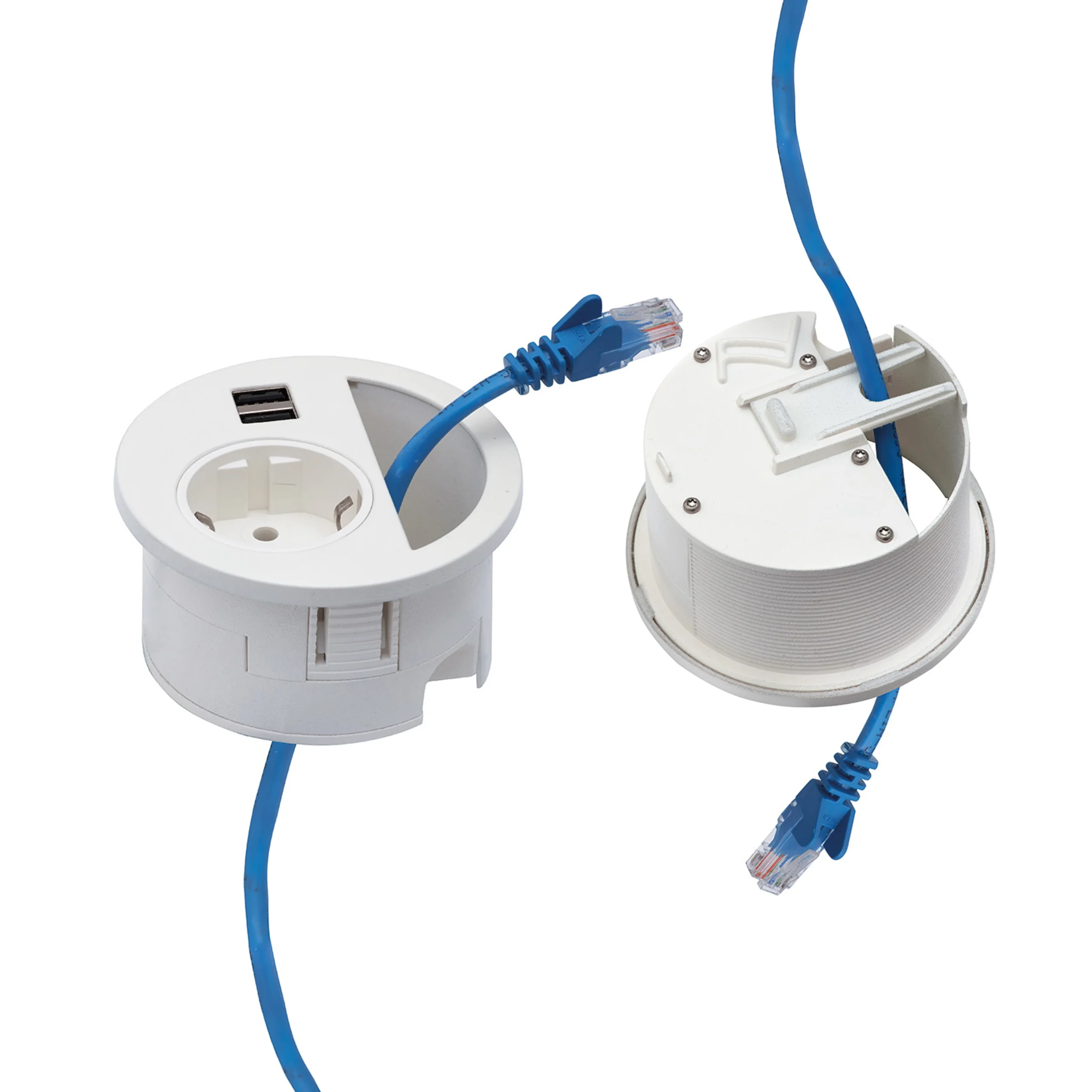 Emuca Multiconector Circle 80, diámetro 80mm, 1 enchufe tipo Schuko, 1 USB tipo A, 1 USB tipo C, Plástico, Pintado negro - Imagen 7