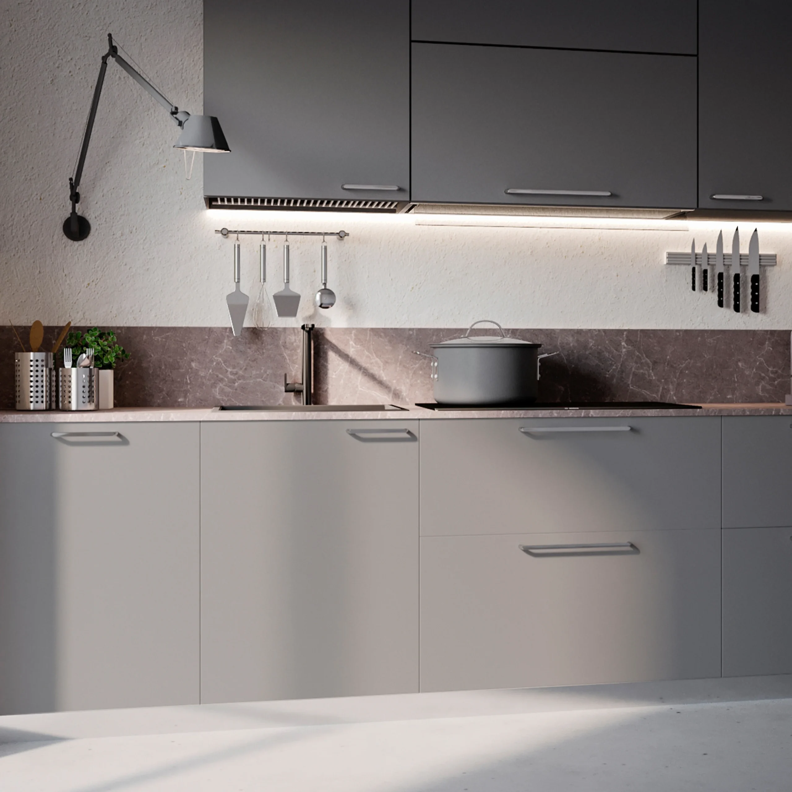 Emuca Lote de 20 tiradores para mueble Zagreb, L236mm, intereje 224mm, Zamak, Níquel satinado - Imagen 6