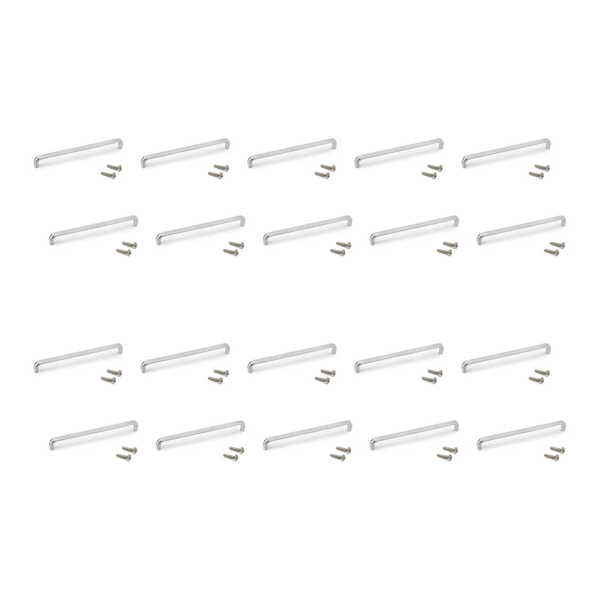 Emuca Lote de 20 tiradores para mueble Zagreb, L236mm, intereje 224mm, Zamak, Níquel satinado