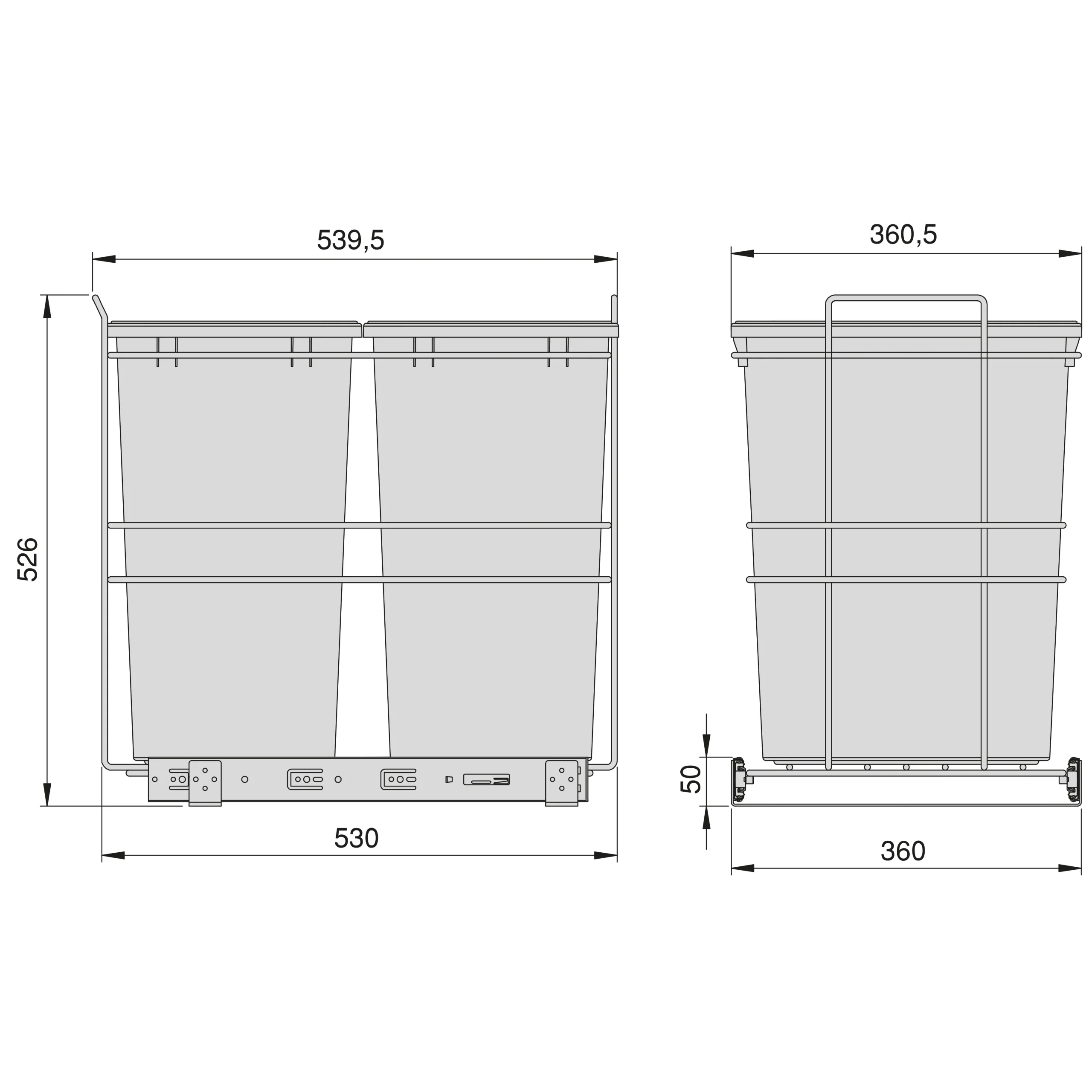 Emuca Contenedor de reciclaje extraíble Recycle 2x35L - Imagen 6