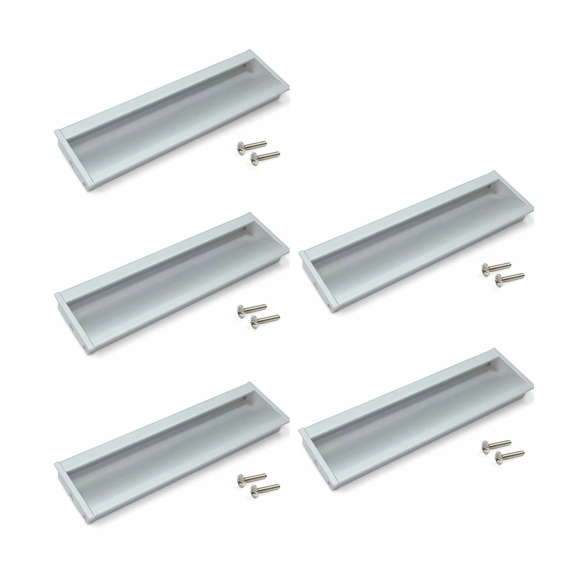 Emuca Lote de 5 tiradores para mueble Bologna, L190mm, intereje 160mm, Aluminio, Anodizado mate - Imagen 3