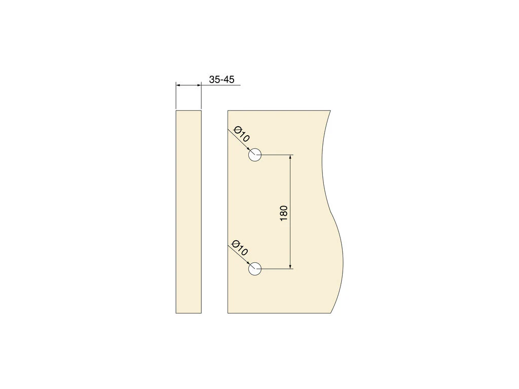 Tirador para puertas correderas colgadas de madera Pasadena, Longitud 240 mm, Intereje 180 mm, Acero, Negro - Imagen 3